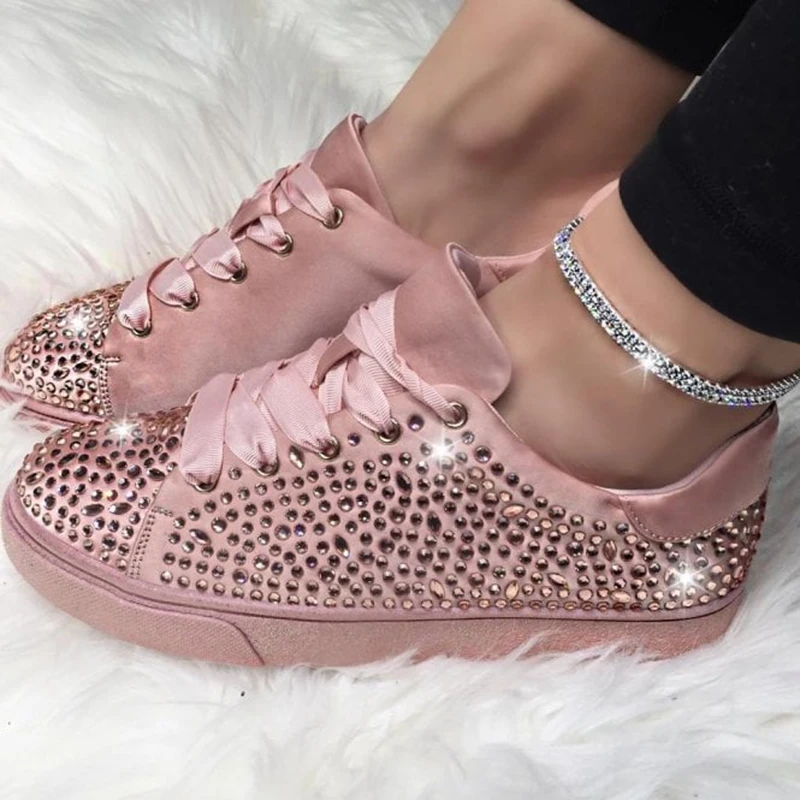 Women Flat Glitter Sneakers Casual Female Mesh Lace Up Bling Platform Comfortable Plus Size Vulcanized Shoes 2020
Women Flat Glitter Sneakers Casual Female Mesh Lace Up Bling Platform Comfortable Plus Size Vulcanized Shoes 2020