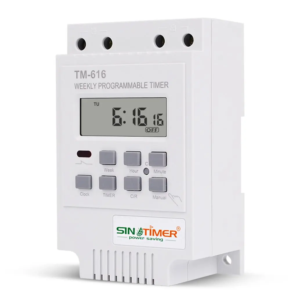 SINOTIMER TM616W-2 30A 220V Electronic Weekly Programmable Digital TIME SWITCH Relay Timer Control Timer Din Rail Mount
SINOTIMER TM616W-2 30A 220V Electronic Weekly Programmable Digital TIME SWITCH Relay Timer Control Timer Din Rail Mount