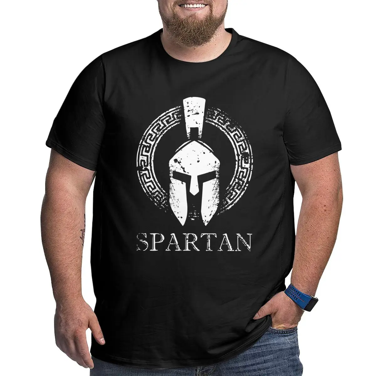 Футболка мужская спартанская Molon Labe Sparta хлопковая тенниска для высоких мужчин