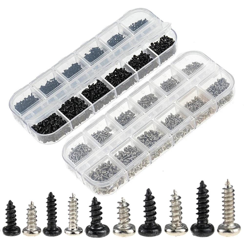 1200pcs/box M1 M1.2 M1.4 M1.7 Nickel-plated/Black carbon steel Mini round head Phillips self-tapping small screws
1200pcs/box M1 M1.2 M1.4 M1.7 Nickel-plated/Black carbon steel Mini round head Phillips self-tapping small screws