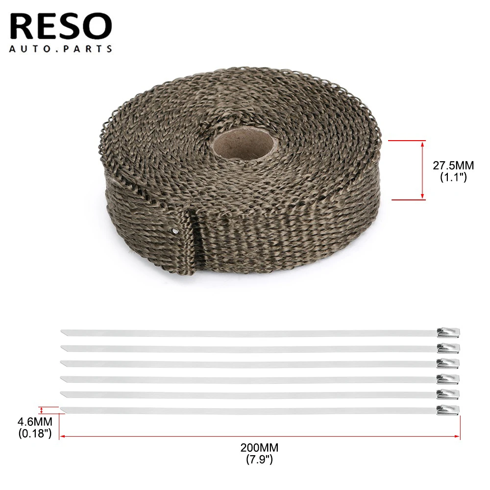 RESO-1"/25MM 15M Locking Ties Thermal Protection Roll Shield Car Accessories With Titanium Exhaust Header Pipe Heat Wrap Tape
RESO-1"/25MM 15M Locking Ties Thermal Protection Roll Shield Car Accessories With Titanium Exhaust Header Pipe Heat Wrap Tape
