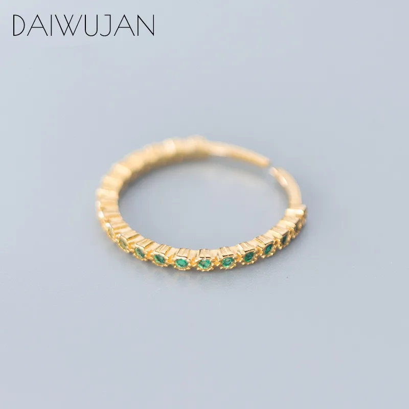 Фото Женское кольцо с зеленым кристаллом DAIWUJAN открытое винтажное Золотое из