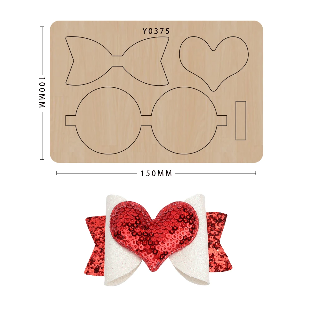 

Bow Cutter Leather Craft DIY Love Heart BowKnot Cutting Dies, Wooden Mold Suitable for Common Die Cutting Machines on the Market