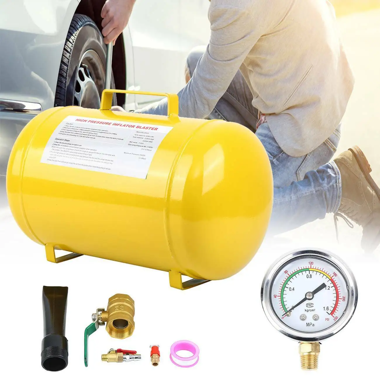 Samger 5 Gallon Portable Handheld Inflatable Pump Air Tire Bead Inflator Seating Wheel Tools for Car Truck ATV Tire145 PSI
Samger 5 Gallon Portable Handheld Inflatable Pump Air Tire Bead Inflator Seating Wheel Tools for Car Truck ATV Tire145 PSI