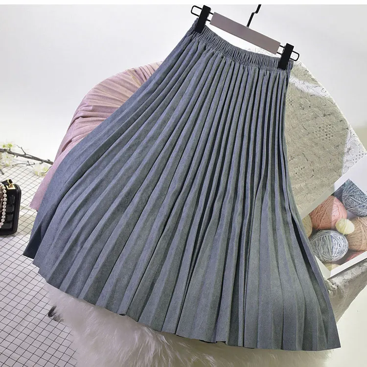 Women Pleated Suede Long Skirt Vintage OG0694 Women Pleated Suede Long Skirt Vintage OG0694