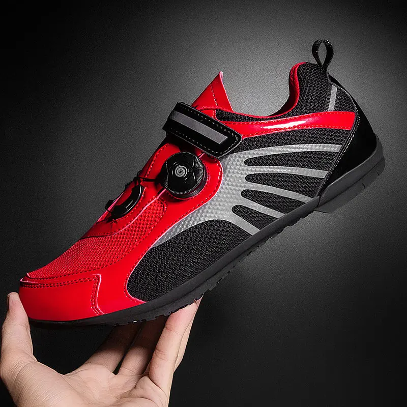 Summer Men Women Cycling Shoes Mesh Racing Shoes Rubber Soles Outdoor Triathlon Breathable Mountain Bike Shoes Plus Size 36-44