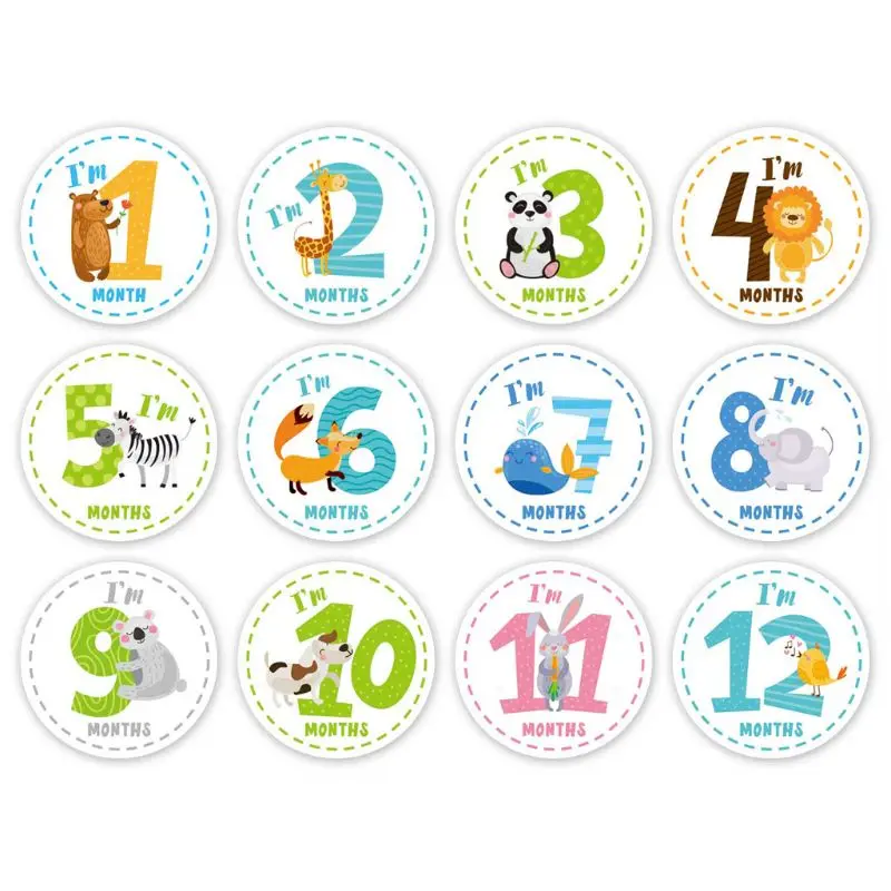 Newborn 12 Months +12 Holiday and Achievement Stickers Best Shower Registry Gift or Scrapbook Photo Keepsake. 24 Onesie Belly Stickers for First Year Boys/Girls Baby Monthly Milestone Stickers