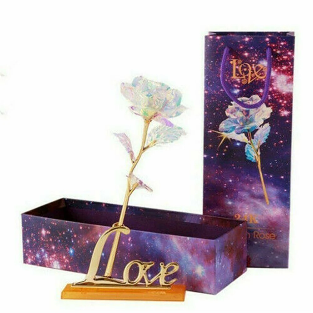 24k gold plated galaxy rose valentines day gift