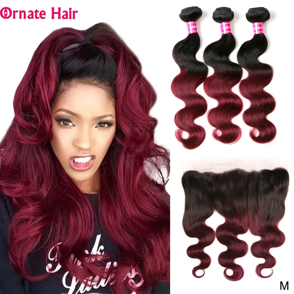 Ornate Hair Colored Ombre Bundle With Frontal Closure Brazilian Body Wave Bundle With Lace Fronta Non-Remy Middle Ratio 1b-99j
Ornate Hair Colored Ombre Bundle With Frontal Closure Brazilian Body Wave Bundle With Lace Fronta Non-Remy Middle Ratio 1b-99j