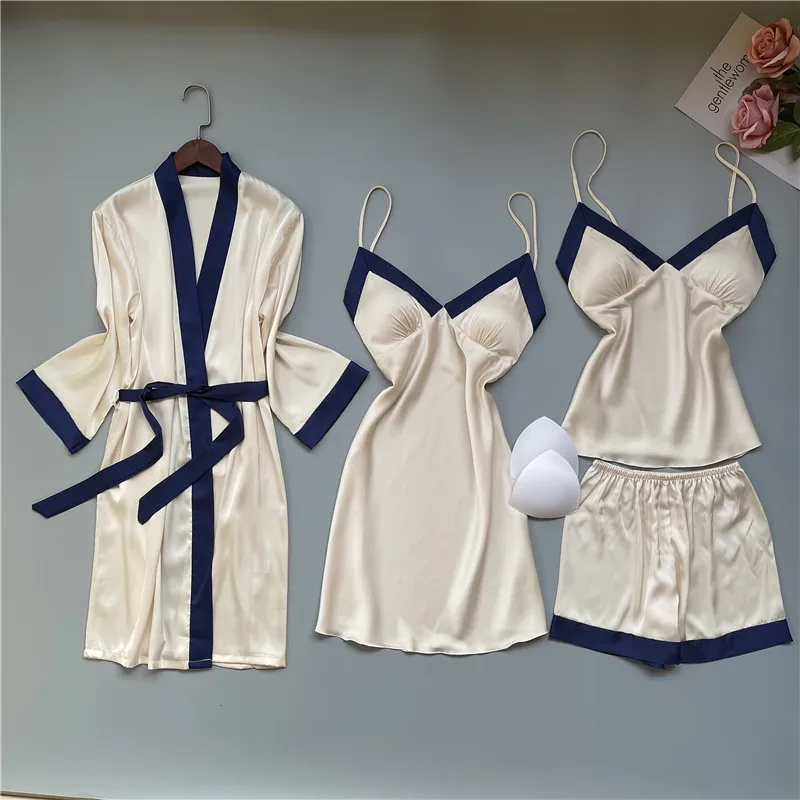 Women Luxury Rayon Sleepwear Pajamas Autumn Summer Fashion Pajama Set Caimi Pants & Robes Nightdress 4/2/1Pcs Nightie Homewear
Women Luxury Rayon Sleepwear Pajamas Autumn Summer Fashion Pajama Set Caimi Pants & Robes Nightdress 4/2/1Pcs Nightie Homewear