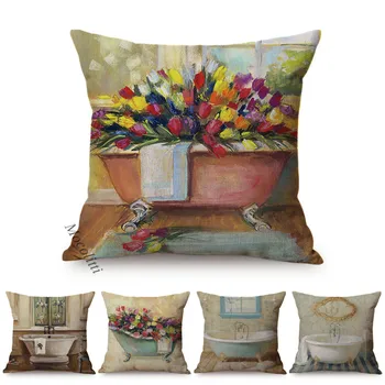 Victorian Bathtub Bouquet Oil Painting Art Home Decoration Sofa Throw Pillows Cover Cotton Linen Classic Bedroom Cushion Cover
Victorian Bathtub Bouquet Oil Painting Art Home Decoration Sofa Throw Pillows Cover Cotton Linen Classic Bedroom Cushion Cover
