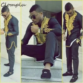 Clomplu Long Dashiki Men Fashion Style Golden Printed African Clothes African Clothing Shirts v Neck Black
Clomplu Long Dashiki Men Fashion Style Golden Printed African Clothes African Clothing Shirts v Neck Black