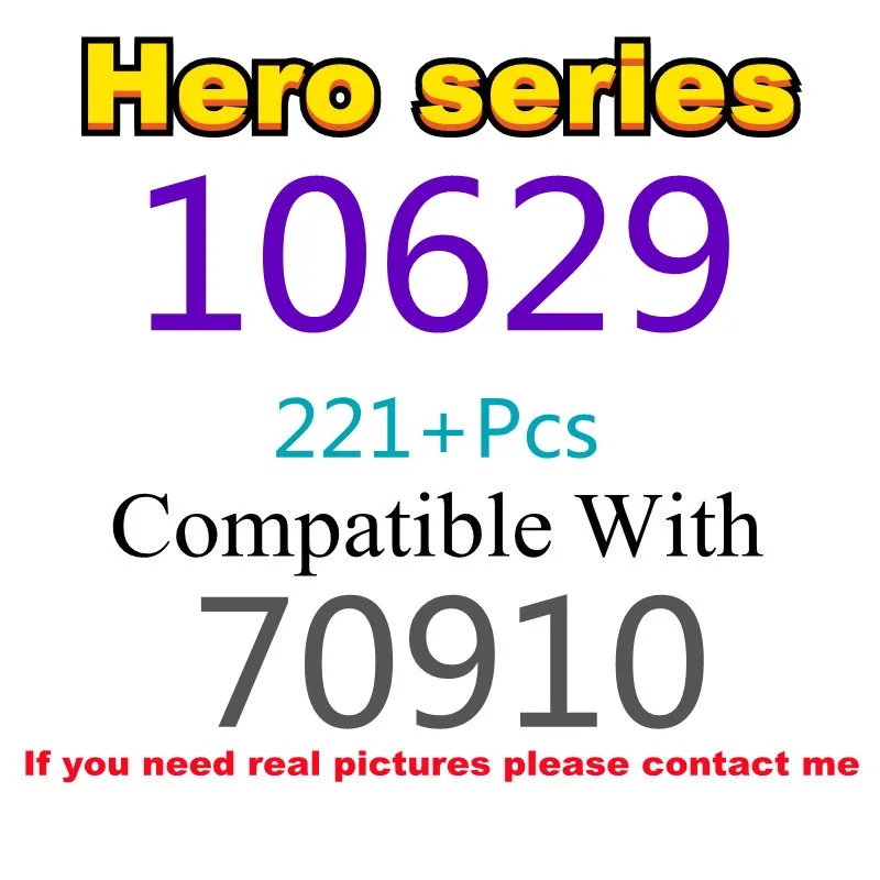 221Pcs 10629 Building Block Toy Hero Series 70910 Assembled Building Block Children's Toy Holiday Gifts
221Pcs 10629 Building Block Toy Hero Series 70910 Assembled Building Block Children's Toy Holiday Gifts