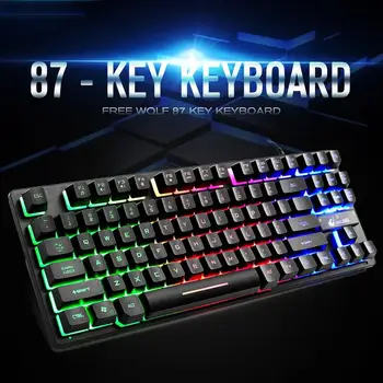 K16 Gaming Keyboard LED Backlit Mechanical Keyboard 87 Keys 12 Multimedia Keys For PC Laptop For Gamer Wired Keyboard
K16 Gaming Keyboard LED Backlit Mechanical Keyboard 87 Keys 12 Multimedia Keys For PC Laptop For Gamer Wired Keyboard