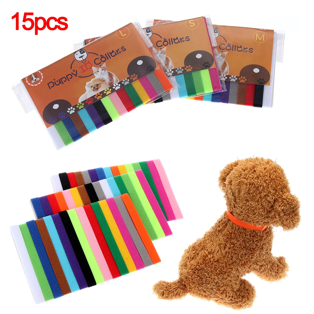 15PCS/SET Identification ID Collars Whelp Kitten Dog Cat Velvet Practical Nylon Reusable Puppy Collar Pet Supplies | Дом и сад
