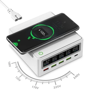 Smartphone Charger Multi 5 Port USB Type-C Qi Wireless Charging Dock Station QC3.0 LED Fast Charger For Andorid Mobile Phone
Smartphone Charger Multi 5 Port USB Type-C Qi Wireless Charging Dock Station QC3.0 LED Fast Charger For Andorid Mobile Phone