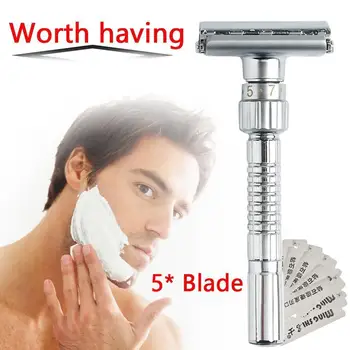 Adjustable Safety Razor Mens Double Edge Shaving Classic handle Exposure With 1 Razor & Six Levels Safety 5 Box blades Blad D7F1
Adjustable Safety Razor Mens Double Edge Shaving Classic handle Exposure With 1 Razor & Six Levels Safety 5 Box blades Blad D7F1
