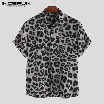 Fashion Leopard Print Shirt Men Short Sleeve Party 2020 Casual Loose Camisa Lapel Summer Mens Hawaiian Shirts Streetwear INCERUN 
Fashion Leopard Print Shirt Men Short Sleeve Party 2020 Casual Loose Camisa Lapel Summer Mens Hawaiian Shirts Streetwear INCERUN