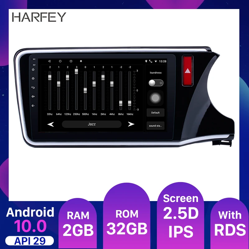 Harfey 2Din Авторадио Android 10 0 для 2014 2015 2016 2017 HONDA CITY правый руль 1 "Автомобильный Радио