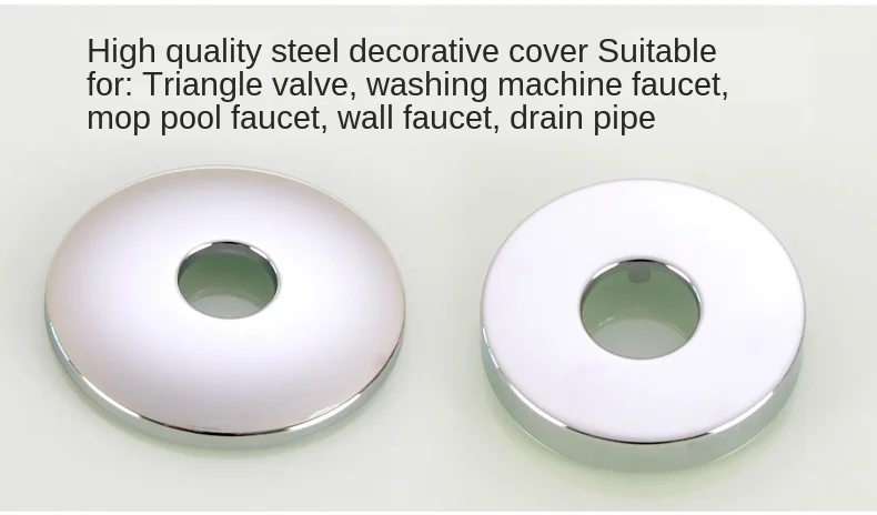 Description Picture 3 of item1/2inch Inlet wall faucet corner valve louse cover 1 inch urinal flush valve drain pipe stainless steel decorative cover 2pcs