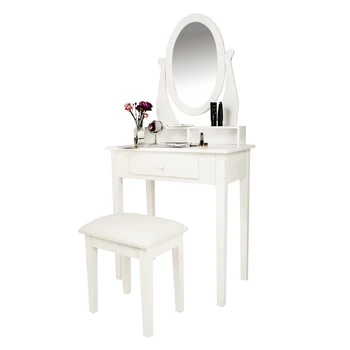 1 Vanity Set Dressing Table with Cushioned Stool Oval Makeup Writing Desk 3 Removable Drawers Easy Assemly Vanities
1 Vanity Set Dressing Table with Cushioned Stool Oval Makeup Writing Desk 3 Removable Drawers Easy Assemly Vanities