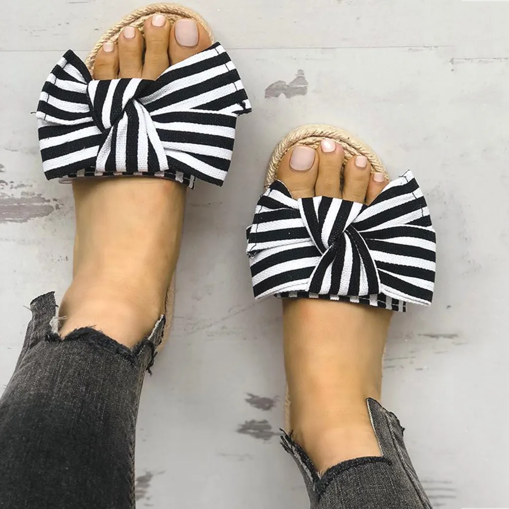 Women's Slippers Straw Sole Casual Shoes Bow Home Floor Large Size Stripes Slippers Female Shoes 36-41 Vacation Roman Slippers
Women's Slippers Straw Sole Casual Shoes Bow Home Floor Large Size Stripes Slippers Female Shoes 36-41 Vacation Roman Slippers