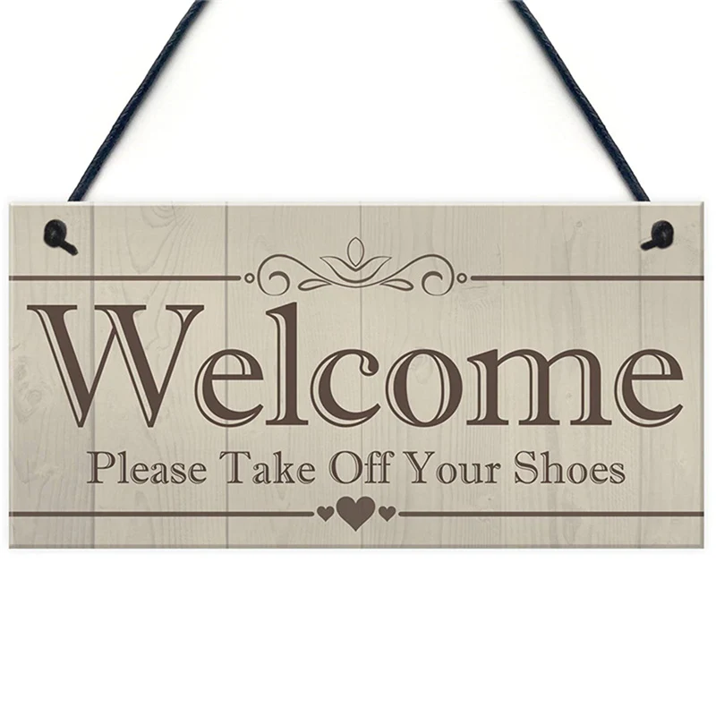 Welcome Please Remove Your Shoes Metal Sign Decorative Wall Hanging Plaque