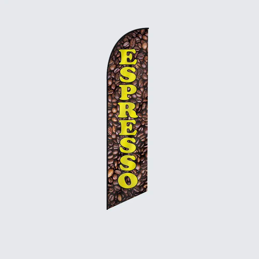 Фото Индивидуальный флаг эспрессо с шоколадными перьями рекламная реклама Летающий