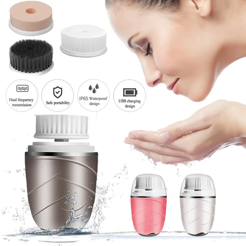 Facial Cleaning Brush 3-in-1 Rechargeable Makeup Remover Brush Rechargeable IP65 Waterproof with 3 Brush Heads 
Facial Cleaning Brush 3-in-1 Rechargeable Makeup Remover Brush Rechargeable IP65 Waterproof with 3 Brush Heads