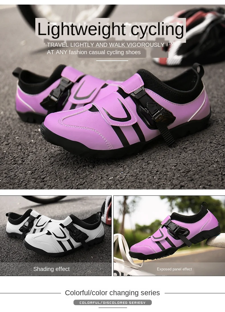 Men Leather Hook Loop Mtb Cycling Shoes Mountain Bike Sapatilha Ciclismo Carretera Zapatillas Hombre Road Spd Shoes Color Change