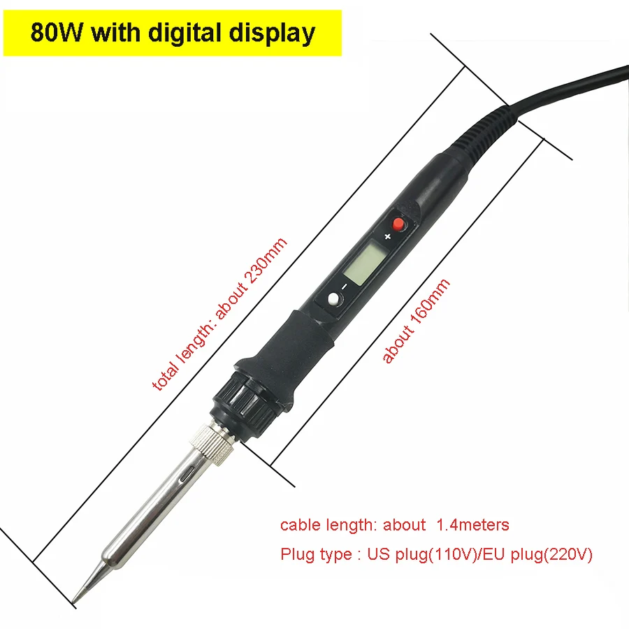 60/80W digital electric soldering iron welding iron tool temperature adjustable soldering iron tips/ stand/ tin wire
60/80W digital electric soldering iron welding iron tool temperature adjustable soldering iron tips/ stand/ tin wire