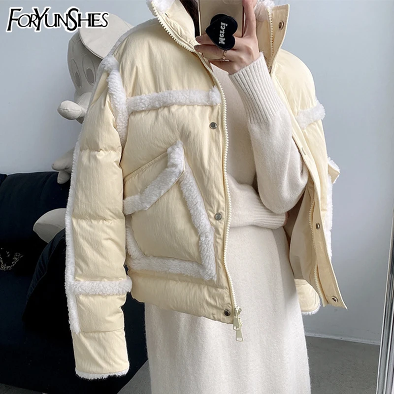 FORYUNSHES Women Winter Lamb Fur Duck Down Coat Patchwork Female Casual Warm Thick Short Jacket Outercoat 2020 Korean Style
FORYUNSHES Women Winter Lamb Fur Duck Down Coat Patchwork Female Casual Warm Thick Short Jacket Outercoat 2020 Korean Style