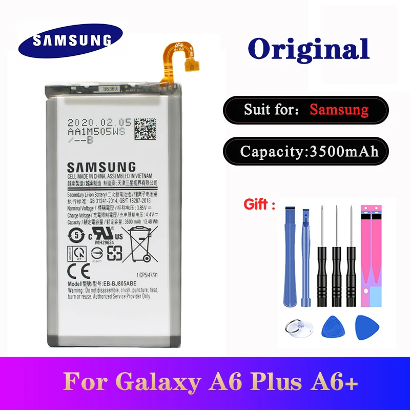 Battery EB-BJ805ABE For Samsung Galaxy A6 Plus A6+ SM-A605F A605G A6050 A605K Original Replacement Bateria 3500mAh
Battery EB-BJ805ABE For Samsung Galaxy A6 Plus A6+ SM-A605F A605G A6050 A605K Original Replacement Bateria 3500mAh