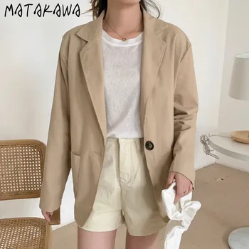 MATAKAWA Cotton Linen Loose Casual Women Blazers Loose Korean Chic Retro Temperament Blazer Feminino 2020 Autumn Coat
MATAKAWA Cotton Linen Loose Casual Women Blazers Loose Korean Chic Retro Temperament Blazer Feminino 2020 Autumn Coat