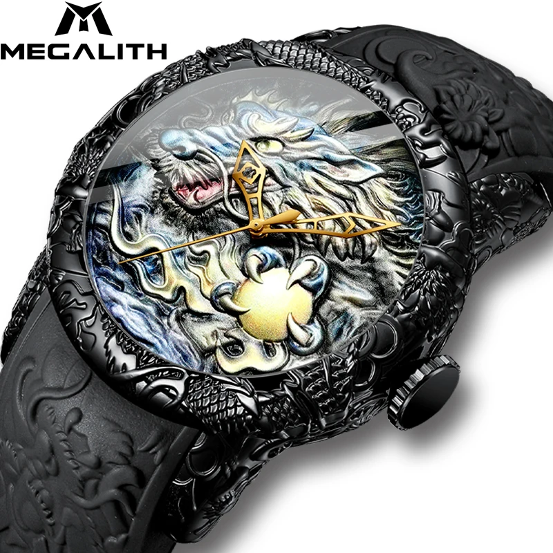 MEGALITH 2020 модные часы Dragon для мужчин спортивные водонепроницаемые с большим