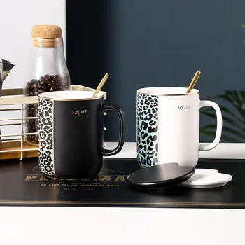 Nordic Leopard Print Ceramic Cup Simple Coffee Mug with Lid Spoon 380ml Large Capacity Household Milk Juice Cups Office Tea Mugs
Nordic Leopard Print Ceramic Cup Simple Coffee Mug with Lid Spoon 380ml Large Capacity Household Milk Juice Cups Office Tea Mugs