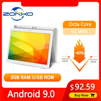 ZONKO 10 inch WiFi Tablet Android 9.0 Quad Core 8 Core 1920*1200 IPS Tablets PC 5G WiFi 2GB RAM 32GB ROM GPS Type C Fast Charge
ZONKO 10 inch WiFi Tablet Android 9.0 Quad Core 8 Core 1920*1200 IPS Tablets PC 5G WiFi 2GB RAM 32GB ROM GPS Type C Fast Charge