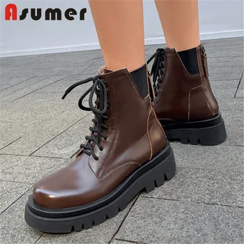 Asumer 2021 simple vintage genuine leather shoes women boots round toe lace up thick bottom fashion motorcycle ankle boots woman
Asumer 2021 simple vintage genuine leather shoes women boots round toe lace up thick bottom fashion motorcycle ankle boots woman