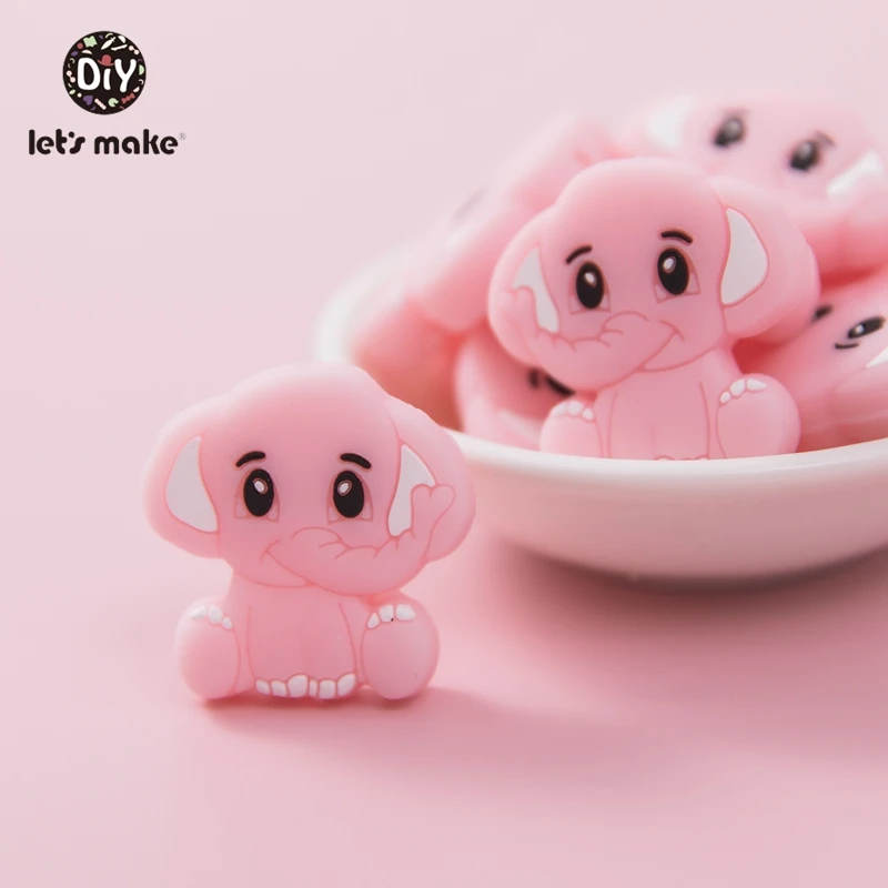 Let's Make 5pc/10pcs BPA Free Animal Silicone Teethers Elephant Baby Teething Product Food Grade Tiny Rod Shower Gifts Cartoon