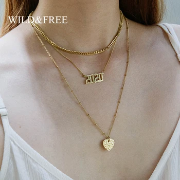 Wild&Free 2020 Heart Pendant Layered Necklace Stainless Steel Gold Color 3 Layers Beads Chains Necklaces Fashion Jewelry Gift
Wild&Free 2020 Heart Pendant Layered Necklace Stainless Steel Gold Color 3 Layers Beads Chains Necklaces Fashion Jewelry Gift