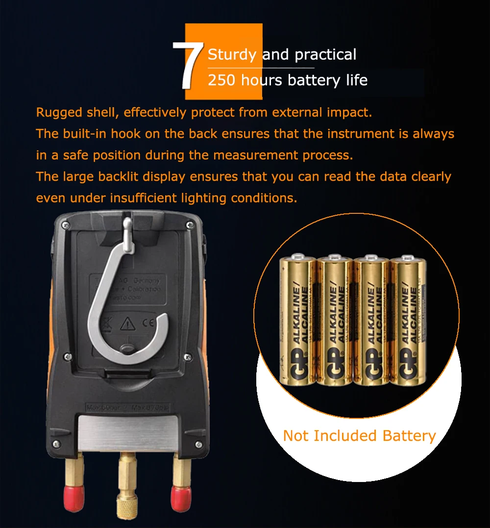 Manómetro digital para sistema de climatización, kit de pruebas LCD Testo 549, herramientas de aire acondicionado HVAC