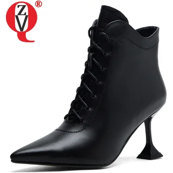 ZVQ winter new fashion sexy ankle boots high heels pointed toe cross-tied zip genuine leather office women shoes drop shipping
ZVQ winter new fashion sexy ankle boots high heels pointed toe cross-tied zip genuine leather office women shoes drop shipping