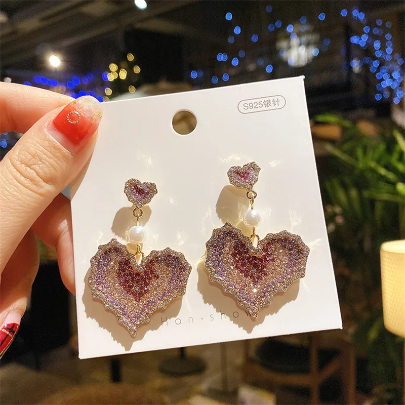 MWsonya корейские новые цветные серьги с сердечками для женщин модные элегантные