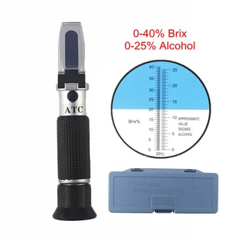 0-40% Refractometer Brix Sugar Alcohol Wine Beer 0-25% Handheld Portable ATC Refratometro Concentration Tester
0-40% Refractometer Brix Sugar Alcohol Wine Beer 0-25% Handheld Portable ATC Refratometro Concentration Tester