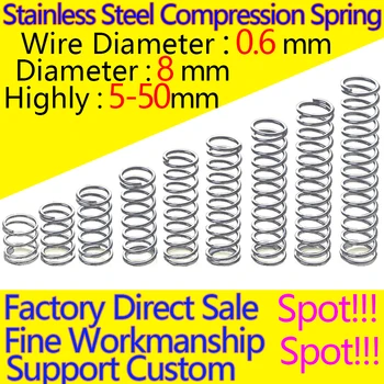 Stainless Steel Compression Spring 304 Spring Return Spring Wire Diameter 0.6mm Diameter 8.0mm In Stock Same-day Delivery
Stainless Steel Compression Spring 304 Spring Return Spring Wire Diameter 0.6mm Diameter 8.0mm In Stock Same-day Delivery