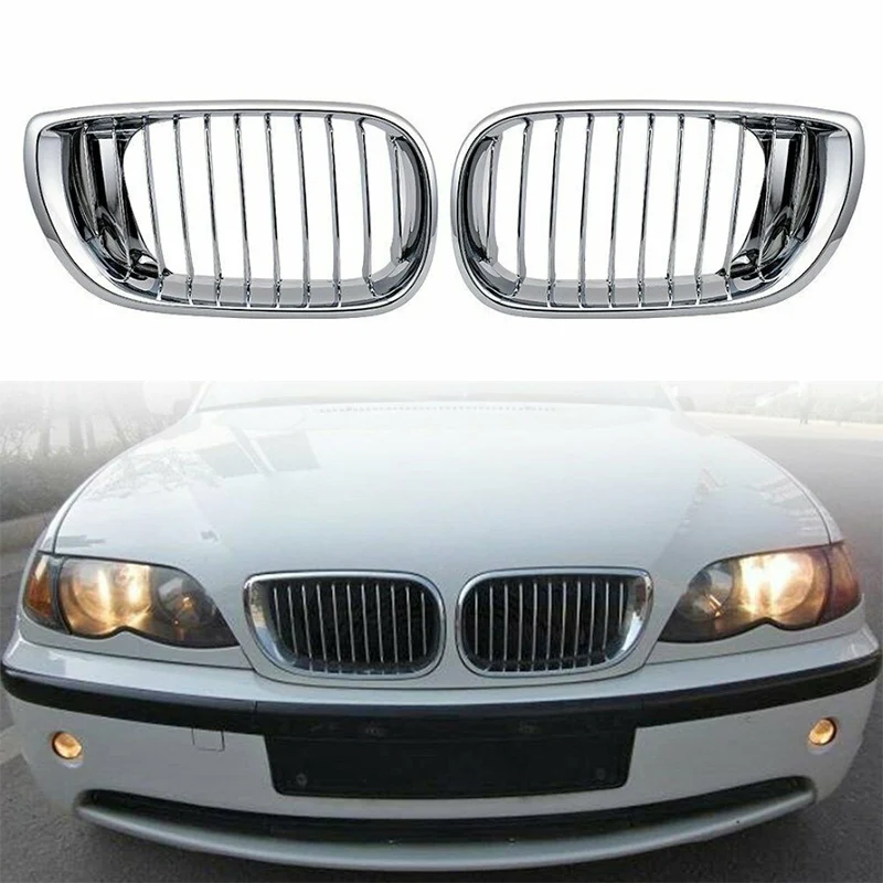 

1 Pair Chrome Front Bumper Kidney Grill Fit for BMW E46 4 DOOR Sedan 320i 325i 325Xi 330i 330Xi LCI Facelift 2005 2004 2003 2002