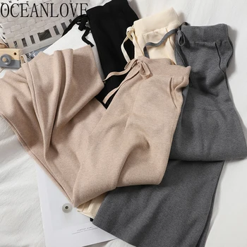 OCEANLOVE Autumn Knitted Women Pants Solid Drawstring Fashion Winter Trouser High Waist Casual Korean Style Femme Pantalon 18350
OCEANLOVE Autumn Knitted Women Pants Solid Drawstring Fashion Winter Trouser High Waist Casual Korean Style Femme Pantalon 18350