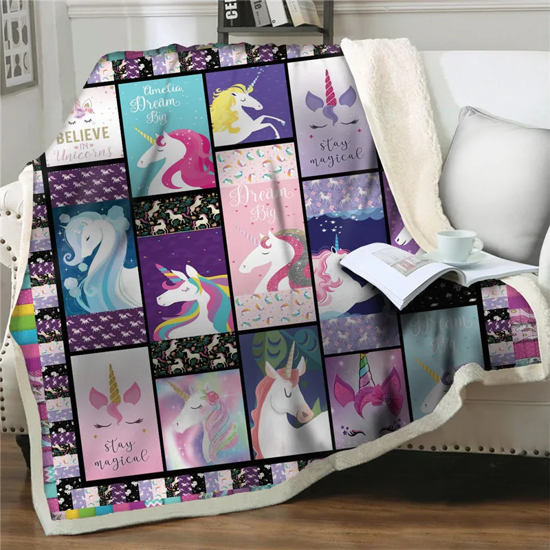 Cartoon Unicorn Sherpa Blankets Throw Soft Warm Blanket Quilts Cover Sofa Bed Blankets for Adults Kids Easy Wash Home Decotation
Cartoon Unicorn Sherpa Blankets Throw Soft Warm Blanket Quilts Cover Sofa Bed Blankets for Adults Kids Easy Wash Home Decotation