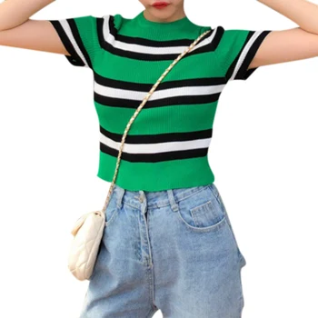 2019 Women Tshirt Summer Fashion Concise Slim Fit Sexy Striped Short Sleeve All-match T-shirts
2019 Women Tshirt Summer Fashion Concise Slim Fit Sexy Striped Short Sleeve All-match T-shirts