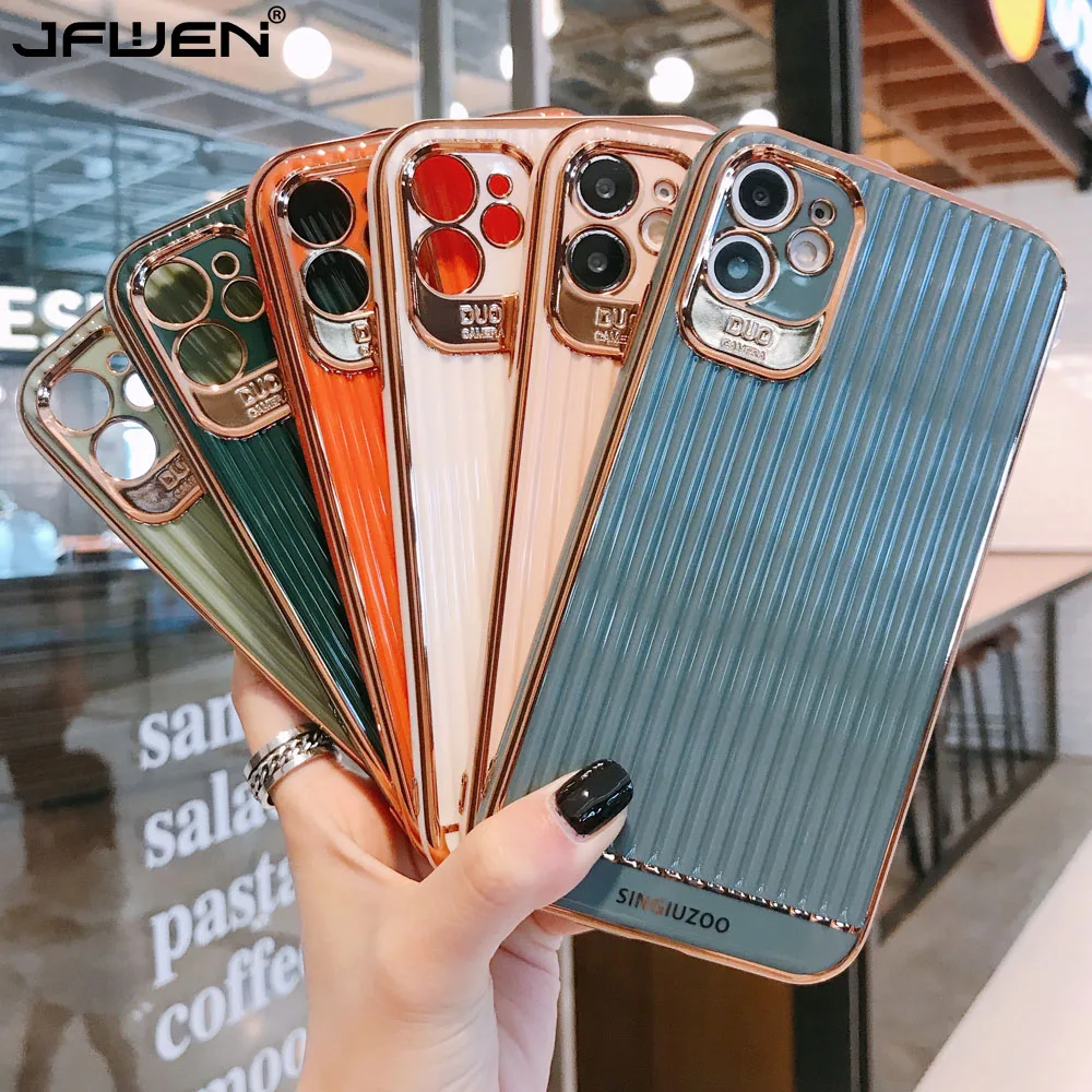 Gold Plating Protection Frame Phone Case For iphone 11 Pro XR XS Max X 8 7 Plus SE 2020 Case Silicone Stripe Solid Color Cover
Gold Plating Protection Frame Phone Case For iphone 11 Pro XR XS Max X 8 7 Plus SE 2020 Case Silicone Stripe Solid Color Cover